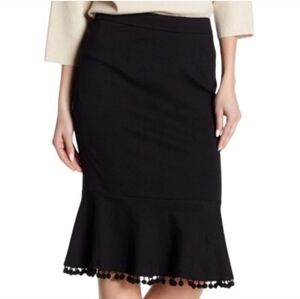Nwot Catherine Malandrino Women's Flounce Point Knit Skirt Black SZ 6